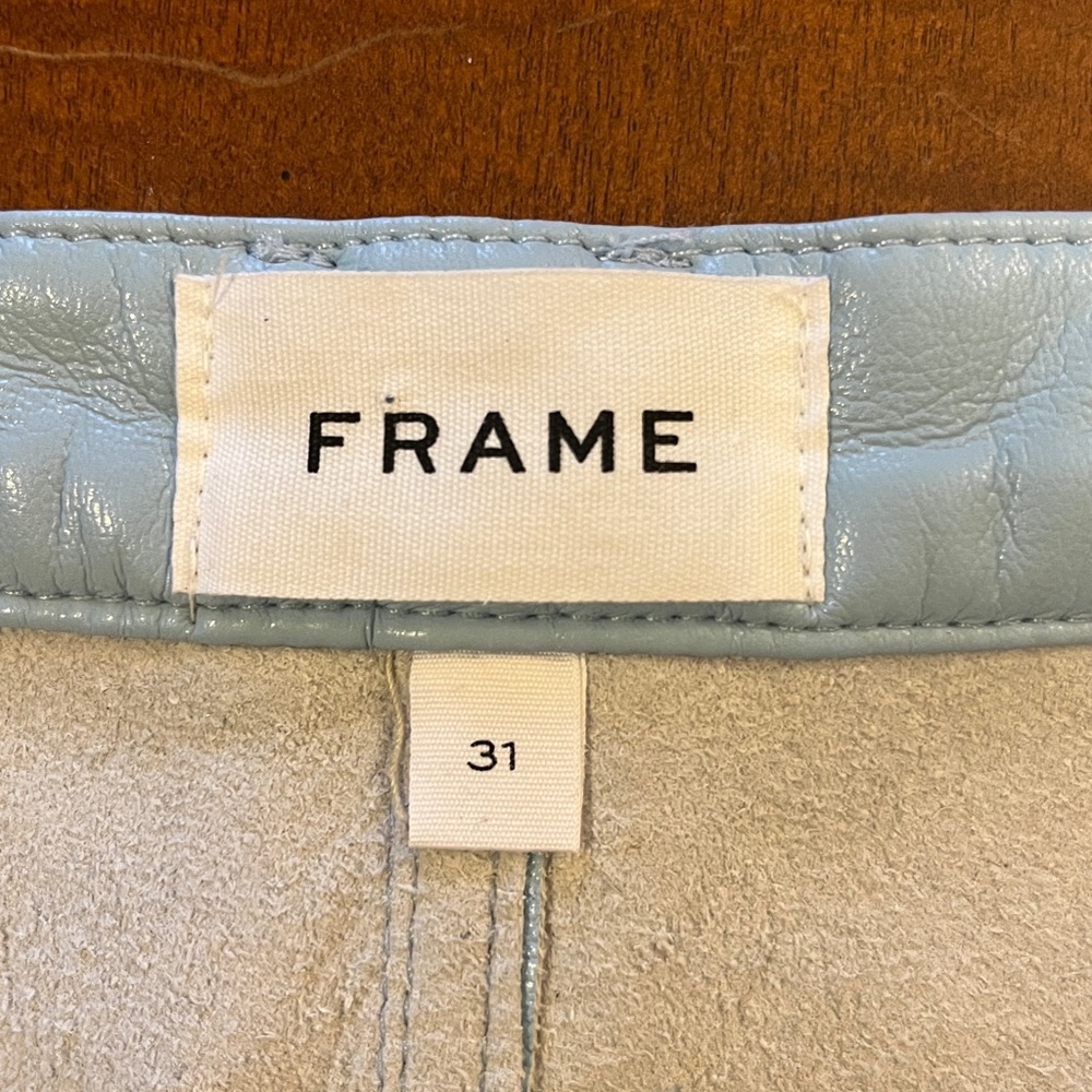 FRAME faux leather Le High N Tight straight-leg pants. Baby blue. Sz 31. NWT - Picture 14 of 15